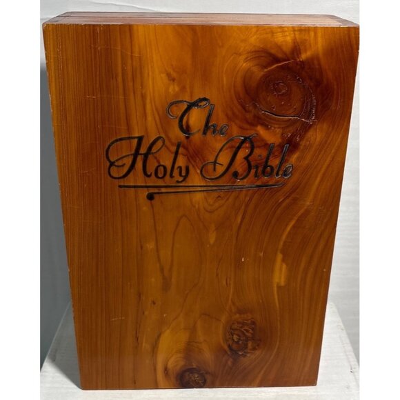 Holy Bible Memorial Edition Illustrated In Wood Box With Jesus Image 9.5 x 6.5" - Picture 4 of 16